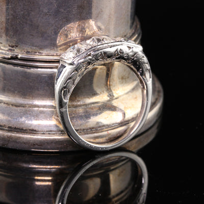 Antique Art Deco Platinum Old European Diamond Three Stone Ring