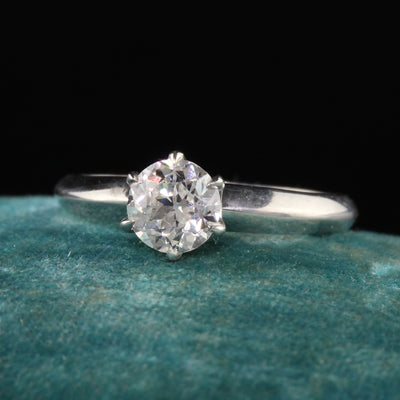 Antique Art Deco Tiffany and Co Platinum Old European Diamond Engagement Ring