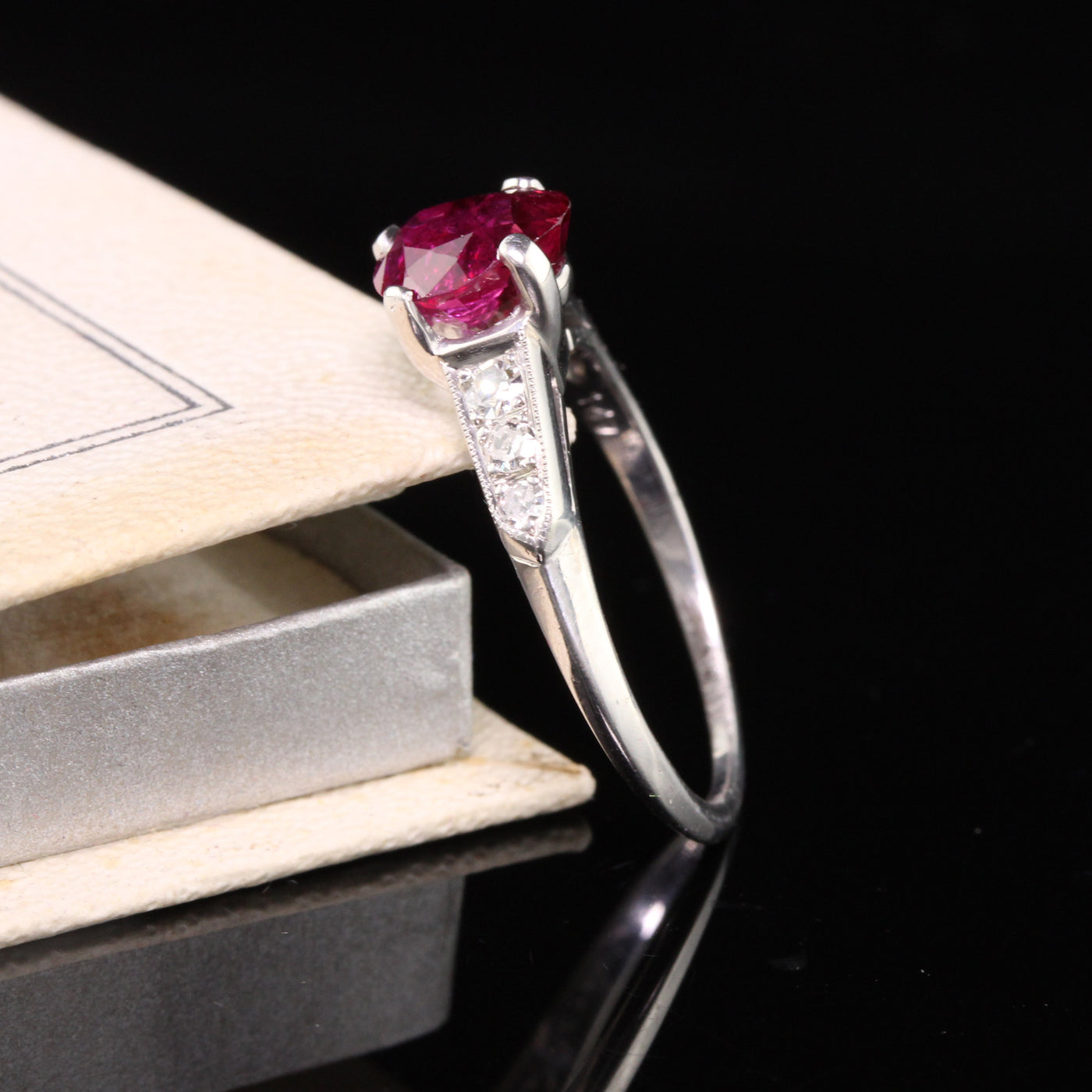 Natural Star Ruby Ring One Carat Star Ruby Platinum Diamond Halo Cabochon  Cut Ruby. New never worn ring