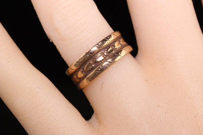 Antique Victorian 10K Yellow Gold Engraved Wide Wedding Band - Size 8 1/4