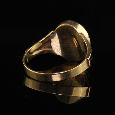 Antique Victorian 18K Yellow Gold Enamel Hair Mourning Ring
