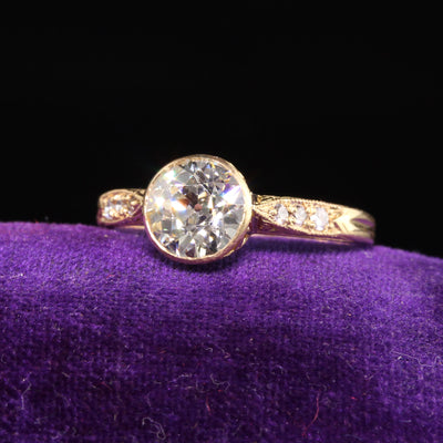Antique Art Deco Shreve and Co 18K Yellow Gold Old Euro Diamond Engagement Ring