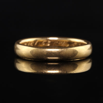 Antique Art Deco 18K Yellow Gold Engraved Wedding Band - Size 6 1/2