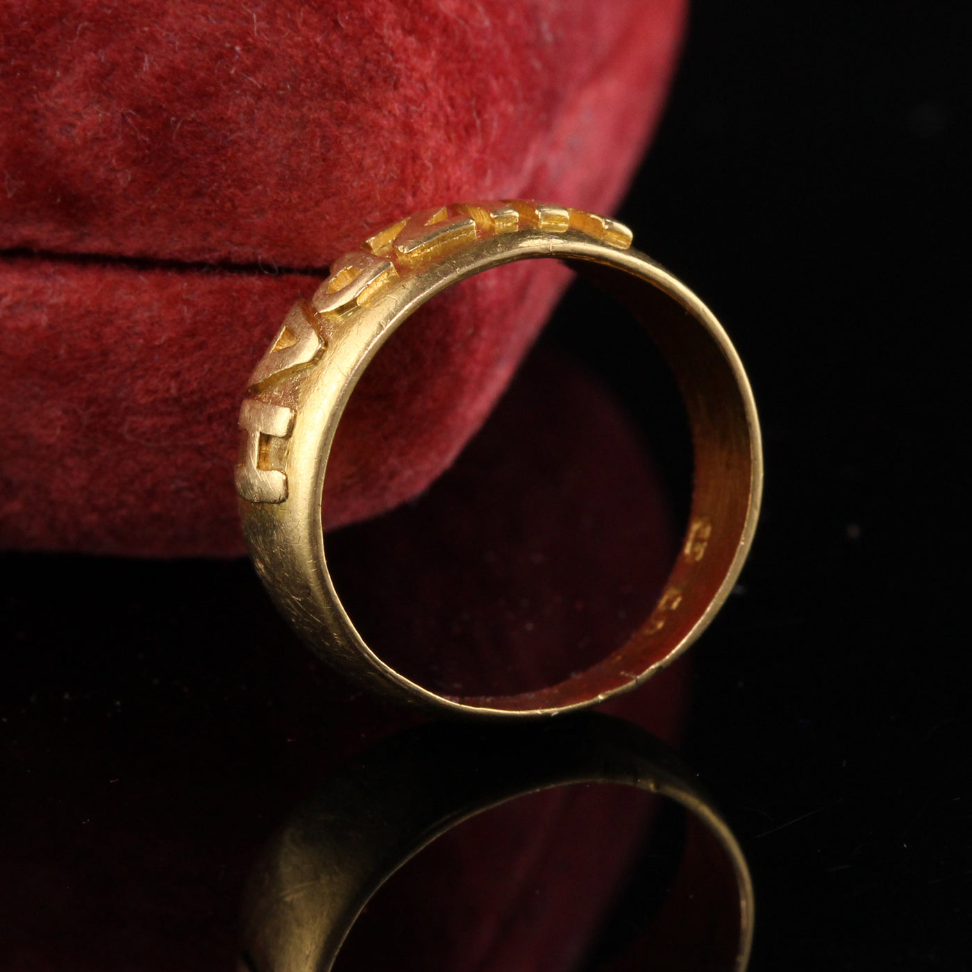 Antique Victorian English 18K Yellow Gold Mizpah Ring - Circa 1886