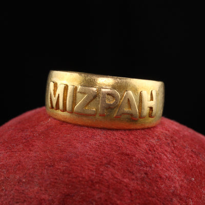 Antique Victorian English 18K Yellow Gold Mizpah Ring - Circa 1886