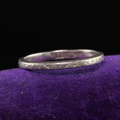 Antique Art Deco Tiffany and Co Platinum Engraved Wedding Band - Size 5