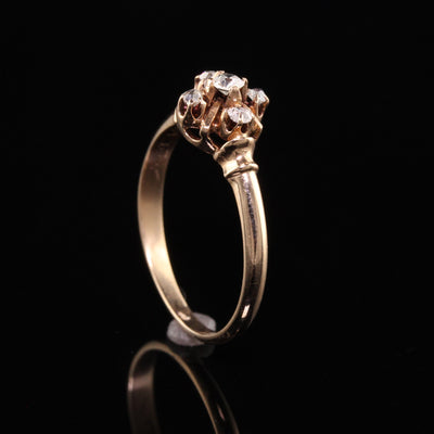 Antique Victorian 14K Rose Gold Old Mine Cut Diamond Ring