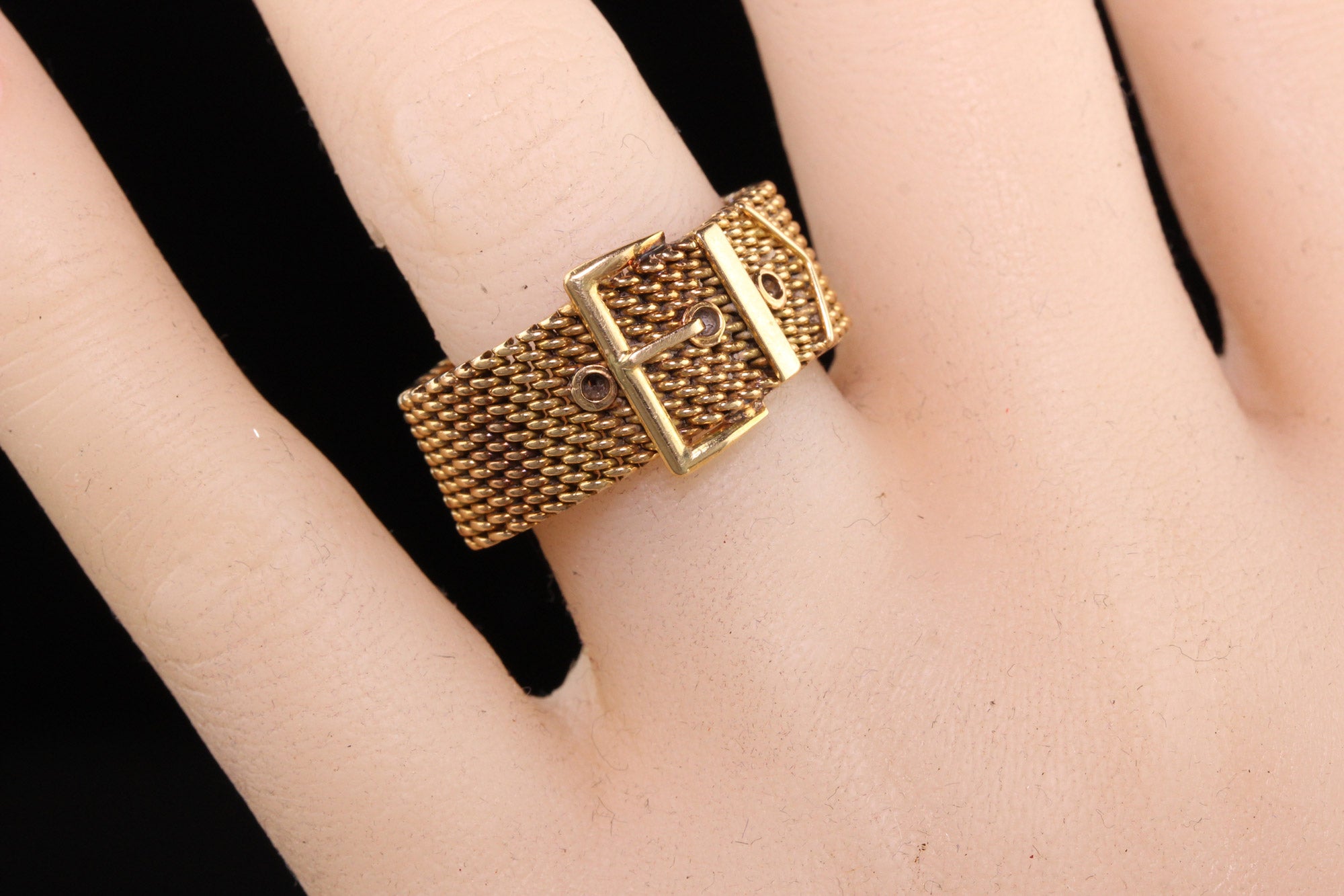 Vintage French 18K Gold Mesh Buckle Band, Size 10 Stacking Ring – Alpha &  Omega Jewelry