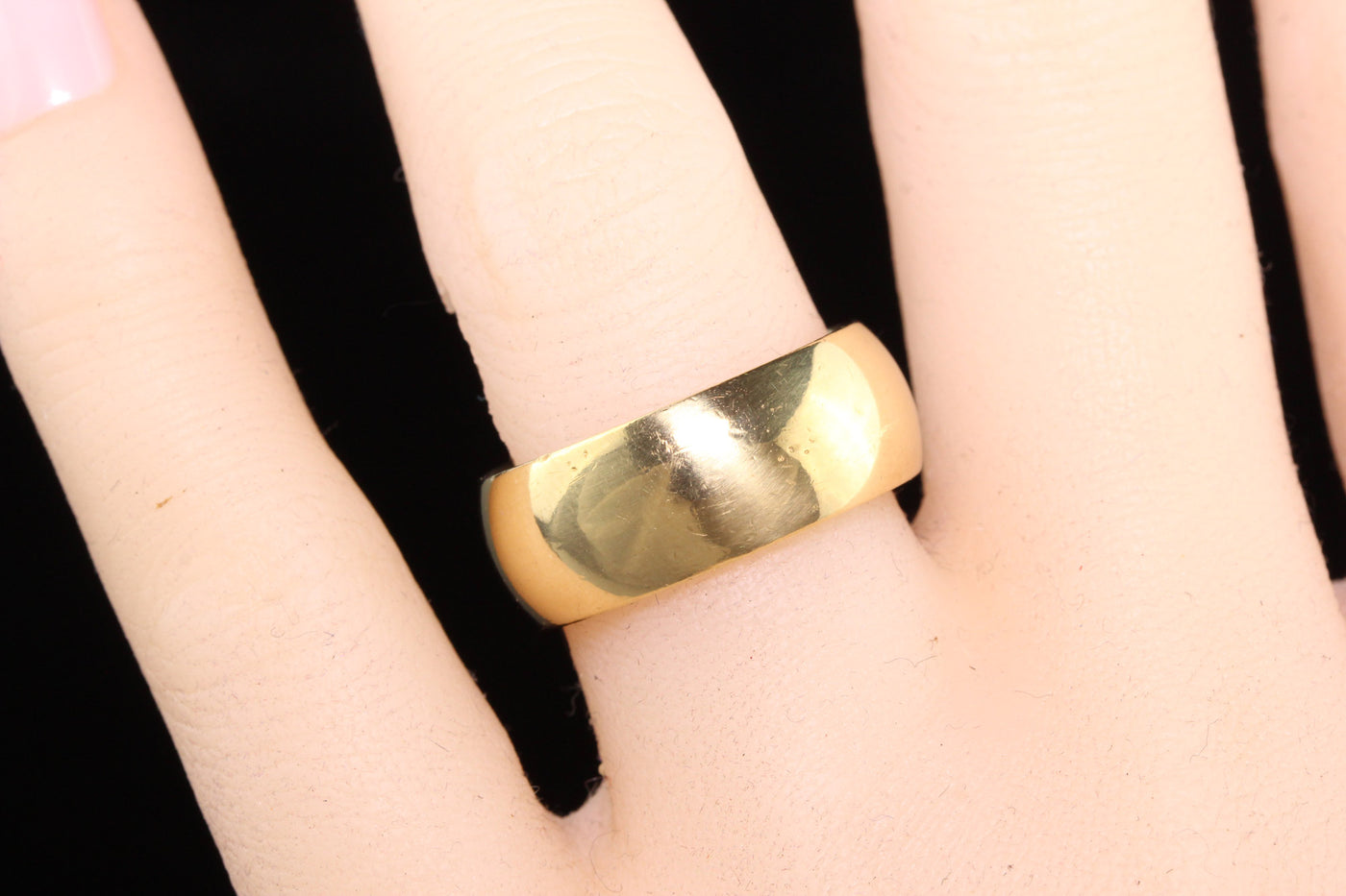 Antique Art Deco 18K Yellow Gold Black Starr and Frost Wide Wedding Band