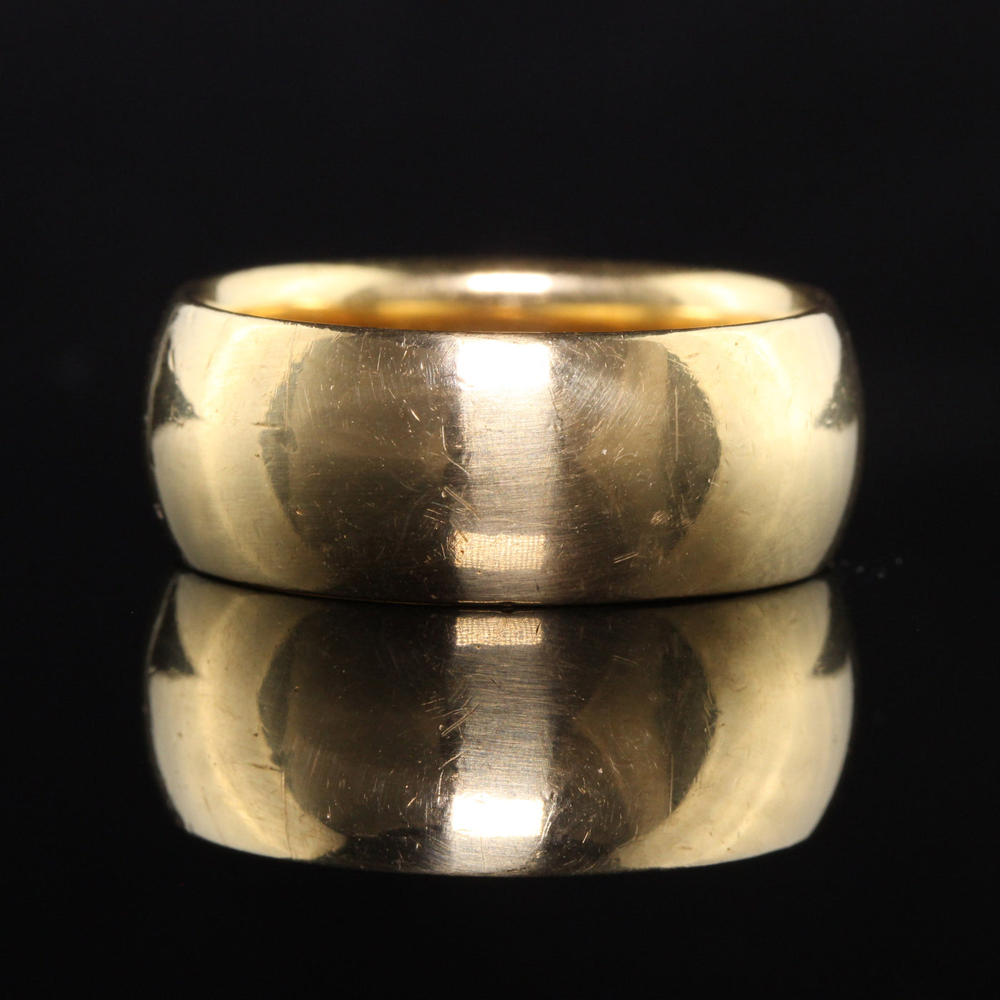 Antique Art Deco 18K Yellow Gold Black Starr and Frost Wide Wedding Band