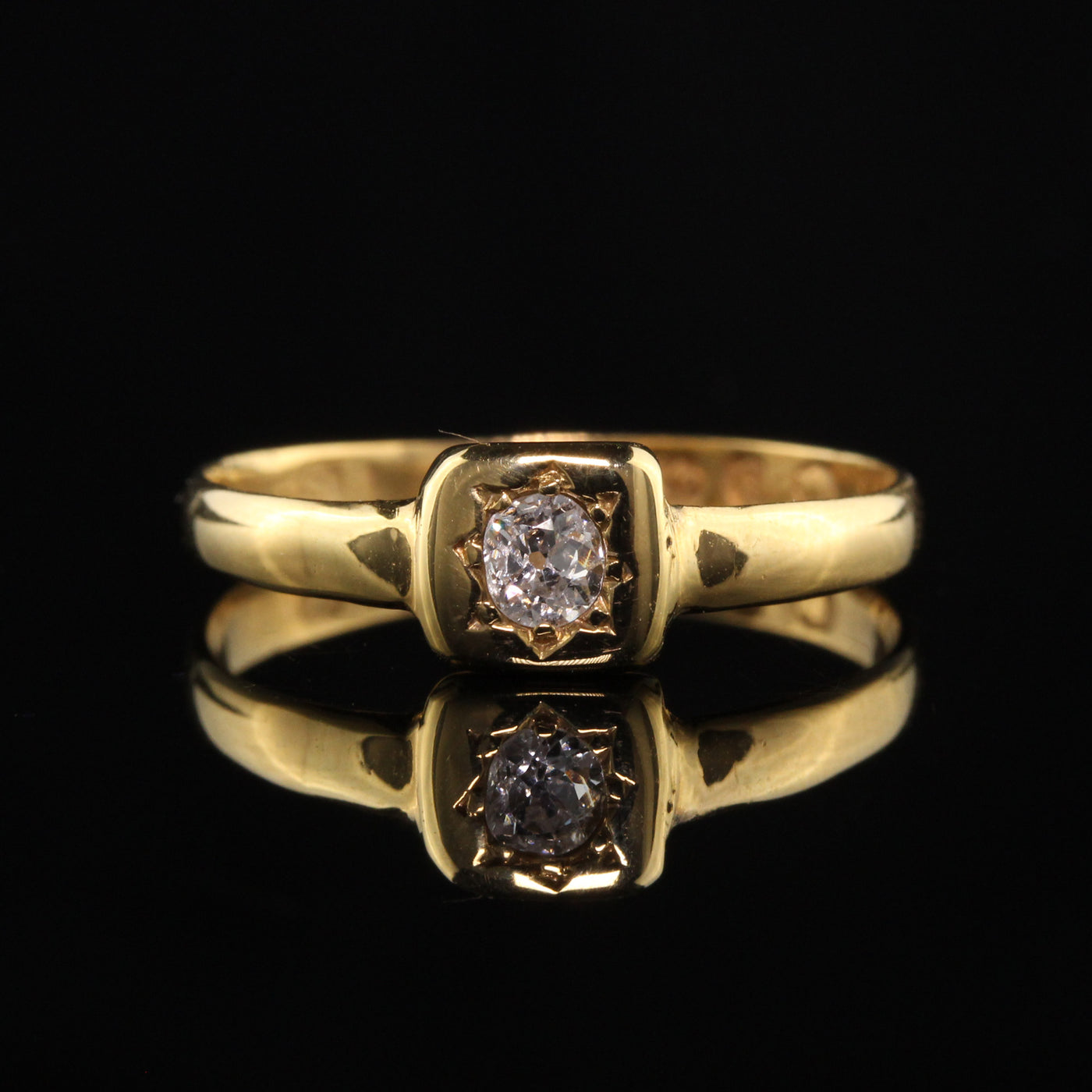 Antique Victorian 22K Yellow Gold Old Mine Diamond Ring