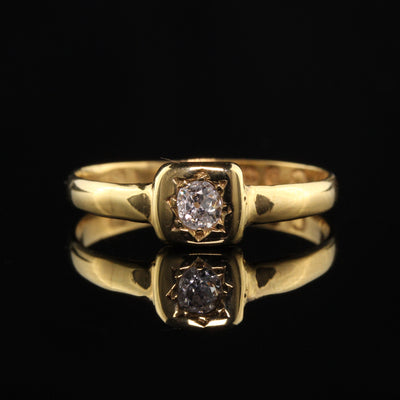 Antique Victorian 22K Yellow Gold Old Mine Diamond Ring