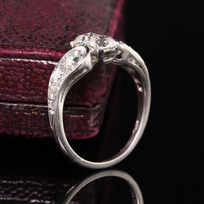 Antique Art Deco Platinum Old European Diamond Statement Engagement Ring