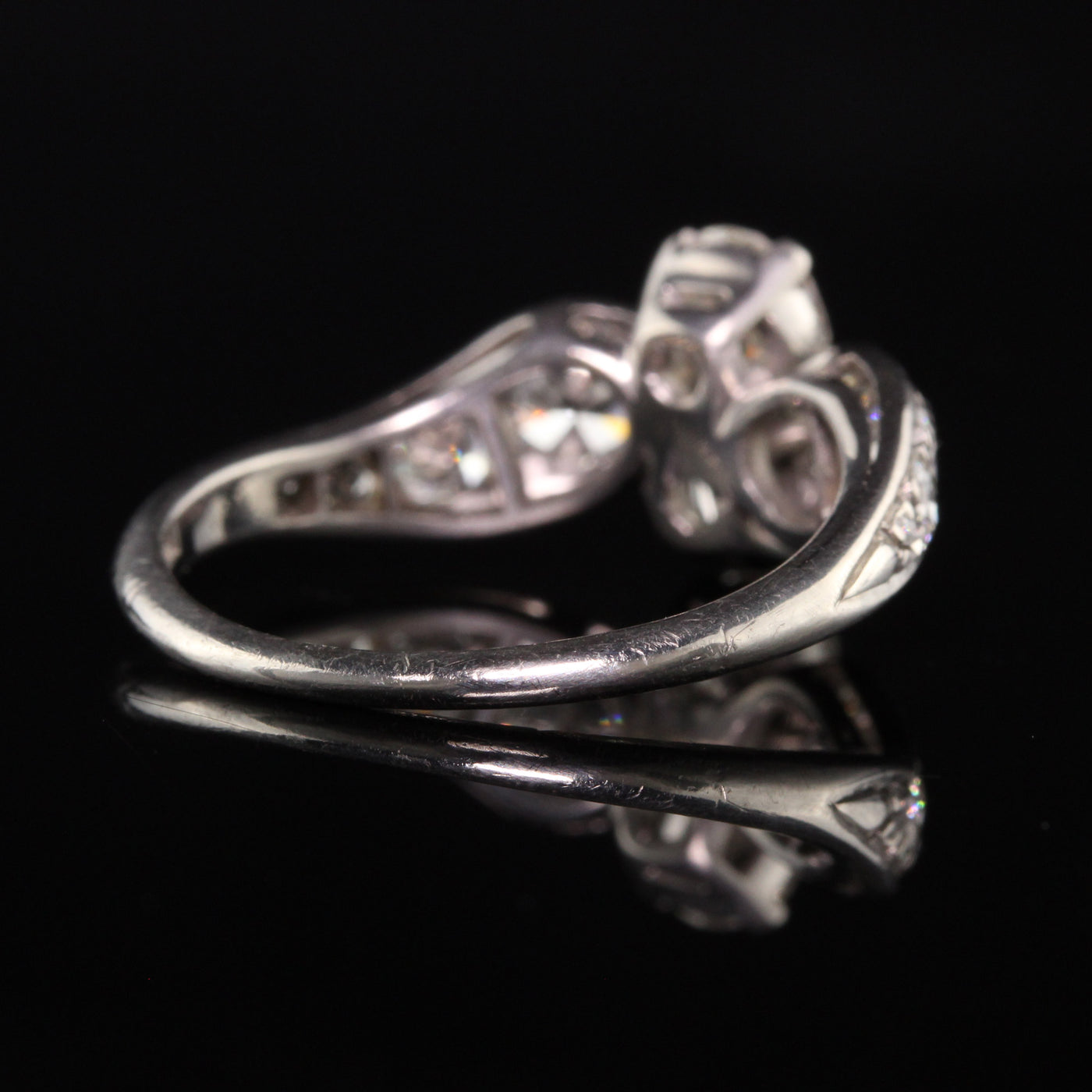 Antique Art Deco Platinum Old European Diamond Statement Engagement Ring