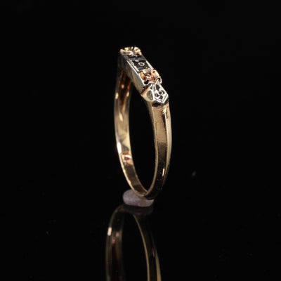 Antique Art Deco 14K Yellow Gold Floral Engraved Wedding Band - Size 6