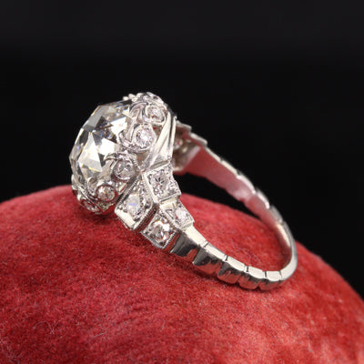 Antique Art Deco Platinum Rose Cut Diamond Engagement Ring