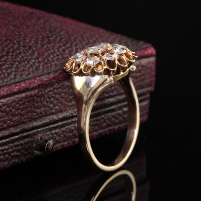 Antique Victorian 14K Yellow Gold Rose Cut Diamond Cluster Ring