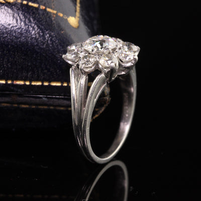 Antique HW Beattie and Sons Art Deco Platinum Old Mine Diamond Engagement Ring