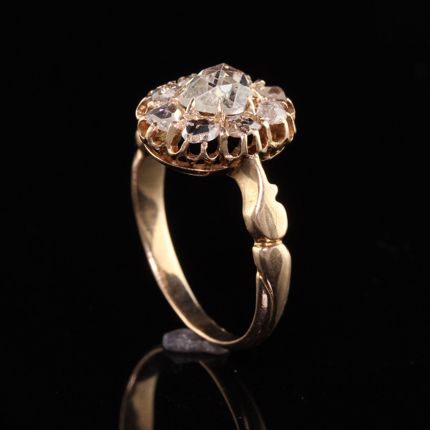 Antique Victorian 18K Yellow Gold Rose Cut Diamond Engagement Ring