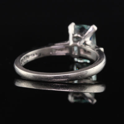 Antique Art Deco Platinum Aquamarine Diamond Engagement Ring