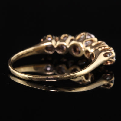 Antique Art Deco 14K Yellow Gold Old Mine Diamond Five Stone Ring
