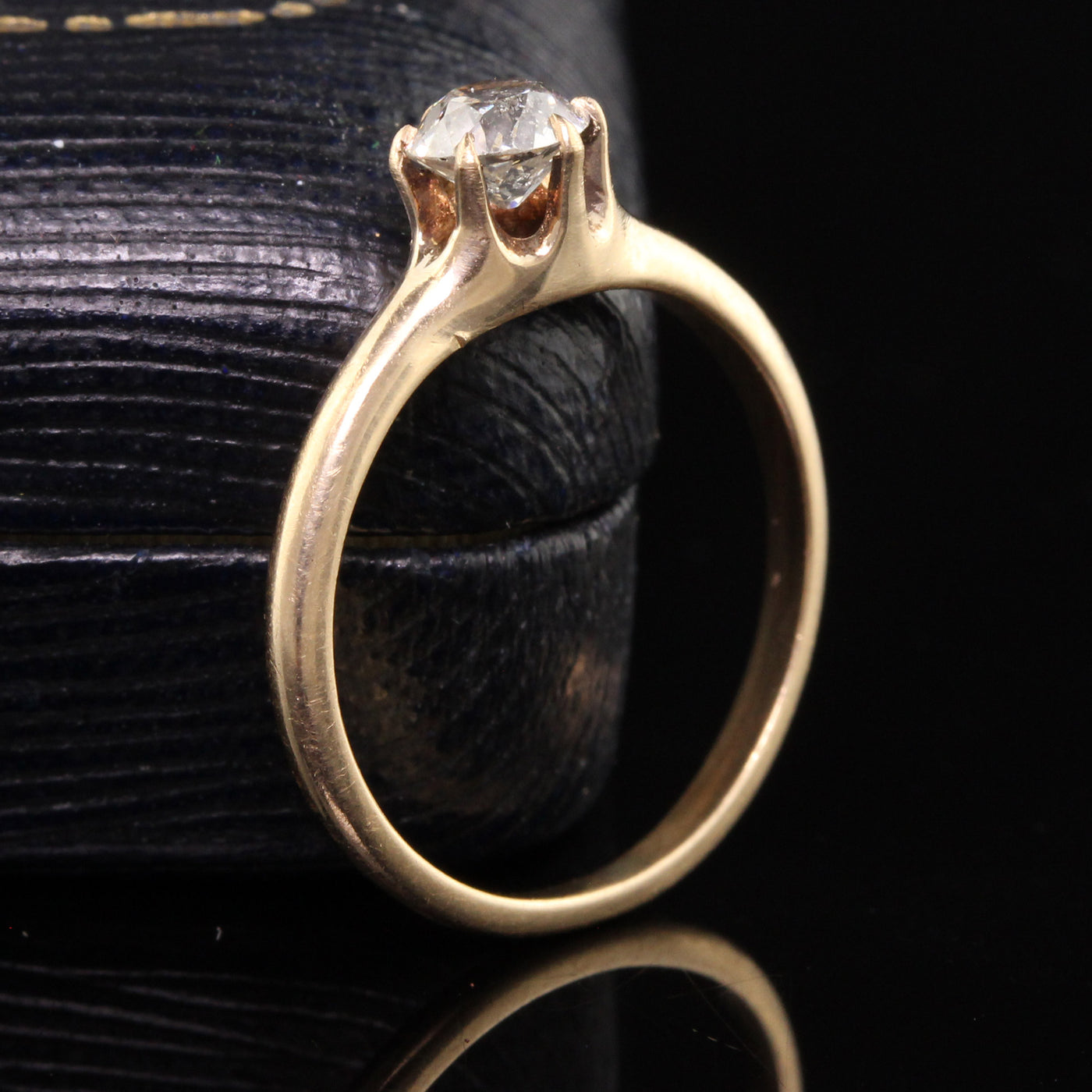 Antique Victorian 14K Yellow Gold Old European Cut Diamond Engagement Ring