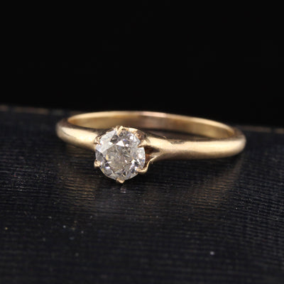 Antique Victorian 14K Yellow Gold Old European Cut Diamond Engagement Ring