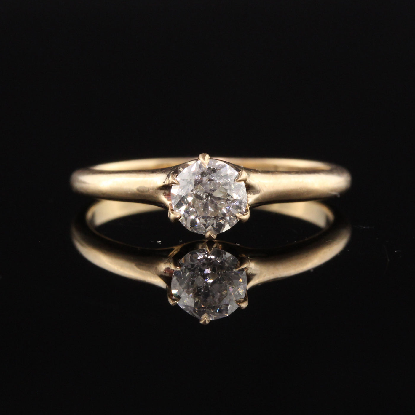 Antique Victorian 14K Yellow Gold Old European Cut Diamond Engagement Ring