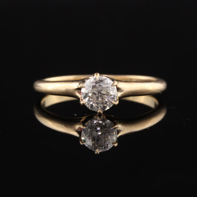 Antique Victorian 14K Yellow Gold Old European Cut Diamond Engagement Ring