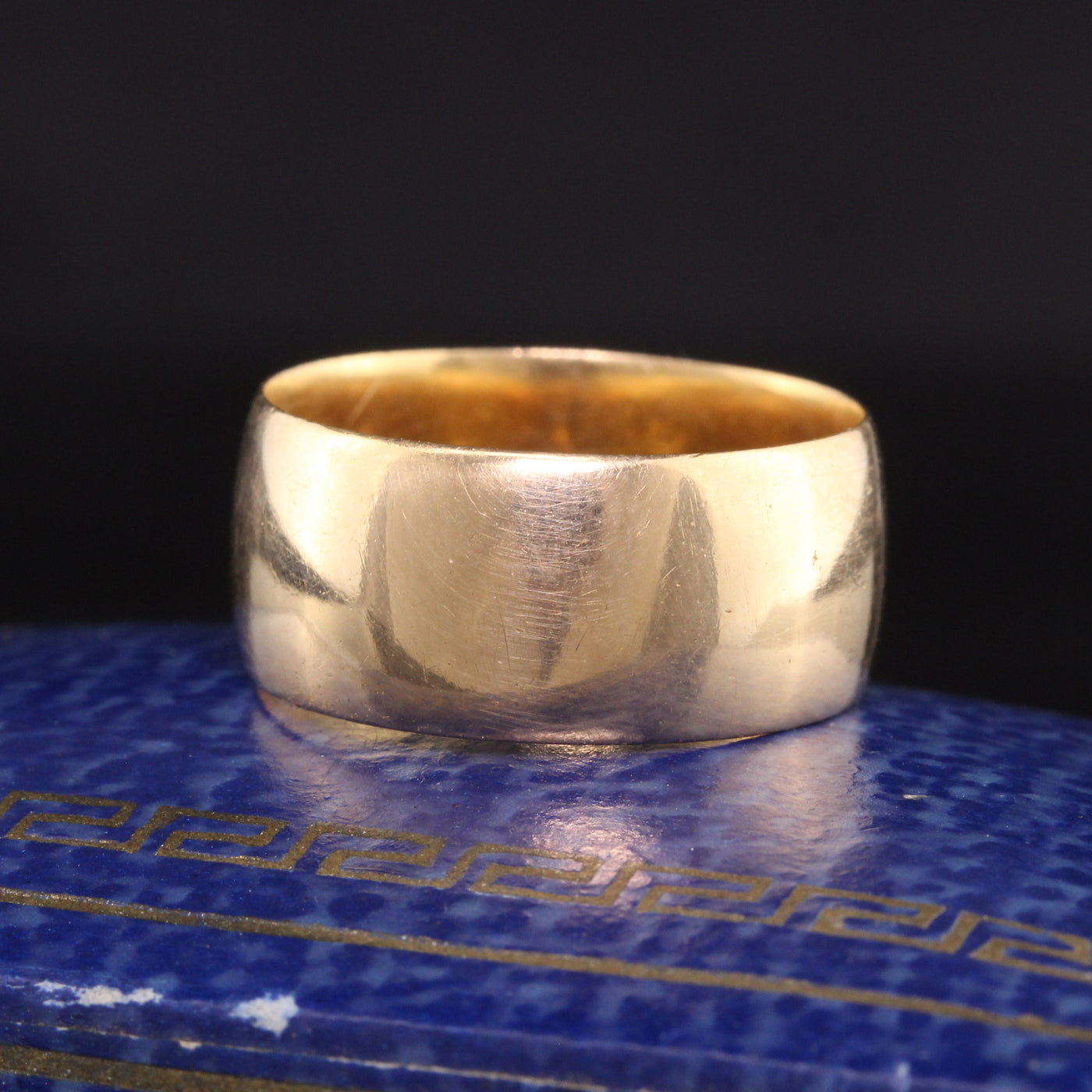 Antique Art Deco Mermod and Jaccard 18K Yellow Gold Wide Wedding Band