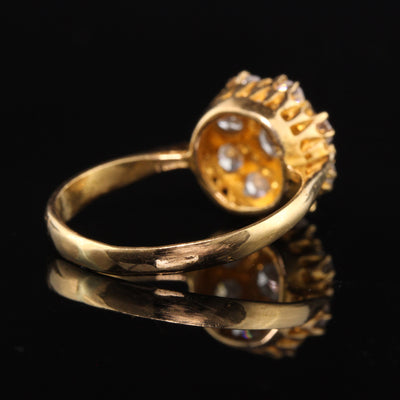 Antique Victorian 22K Yellow Gold Single Cut Diamond Cluster Ring