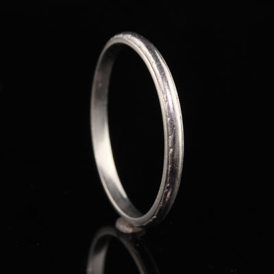 Antique Art Deco Platinum Engraved Classic Wedding Band - Size 7 1/2