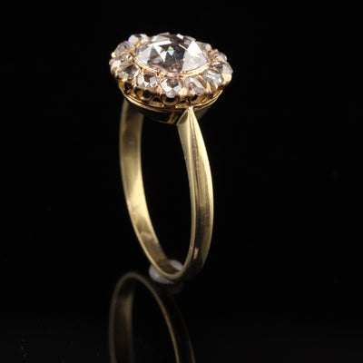 Antique Victorian 18K Yellow Gold Rose Cut Diamond Engagement Ring - GIA