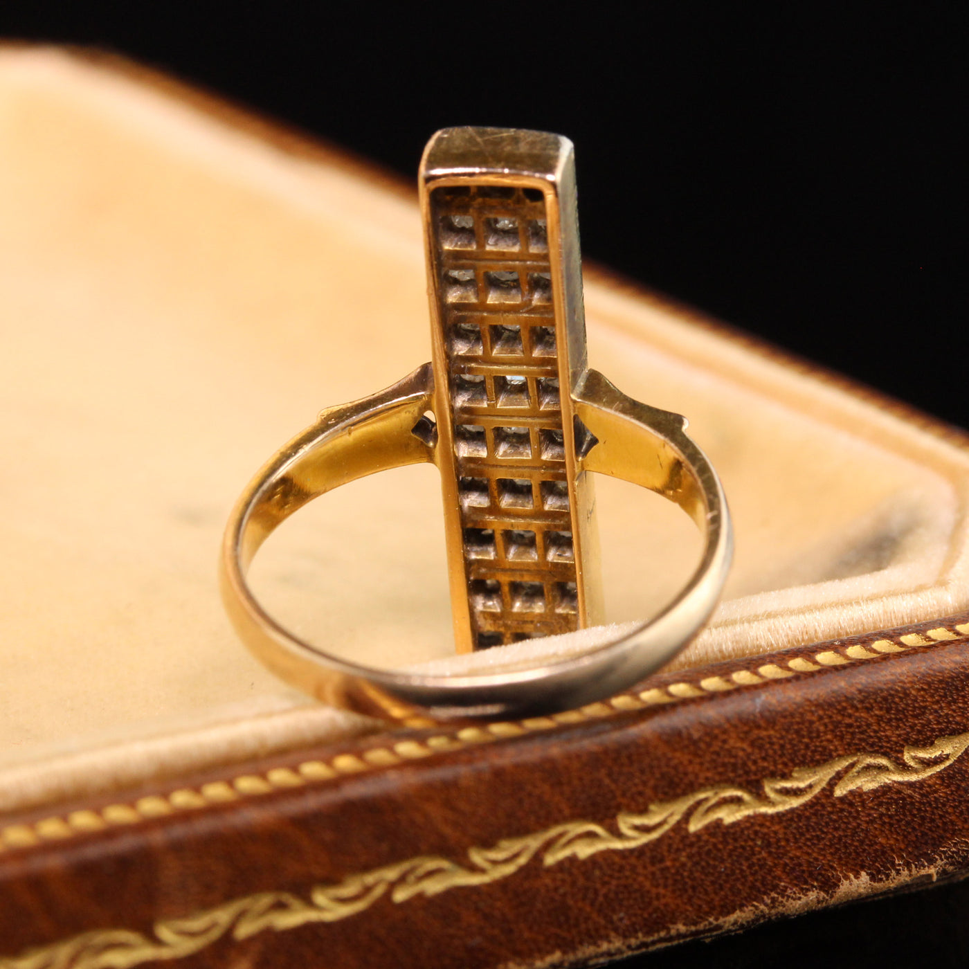 Antique Victorian 14K Yellow Gold Rose Cut Diamond Row Ring