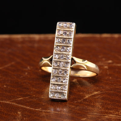 Antique Victorian 14K Yellow Gold Rose Cut Diamond Row Ring