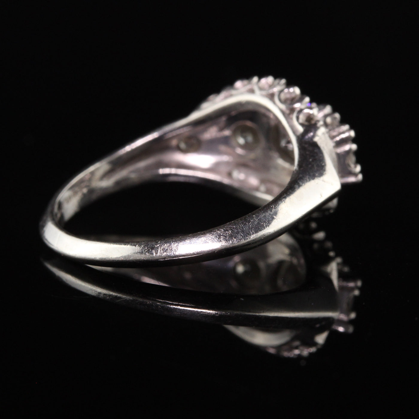Vintage Retro Platinum Three Stone Diamond Wedding Ring