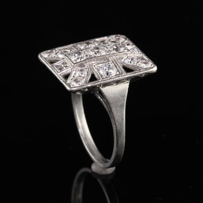 Antique Art Deco Platinum Old European Diamond Cocktail Ring