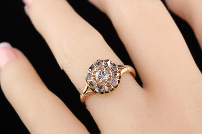 Antique Victorian 14K Yellow Gold Old Mine and Rose Cut Diamond Engagement Ring