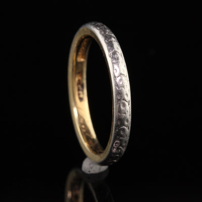 Antique Art Deco 18K Yellow Gold and Platinum Engraved Wedding Band