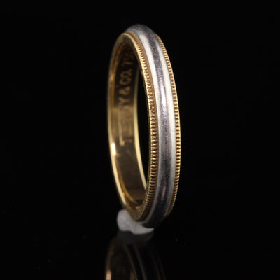 Vintage Tiffany and Co 18K Yellow Gold and Platinum Wedding Band