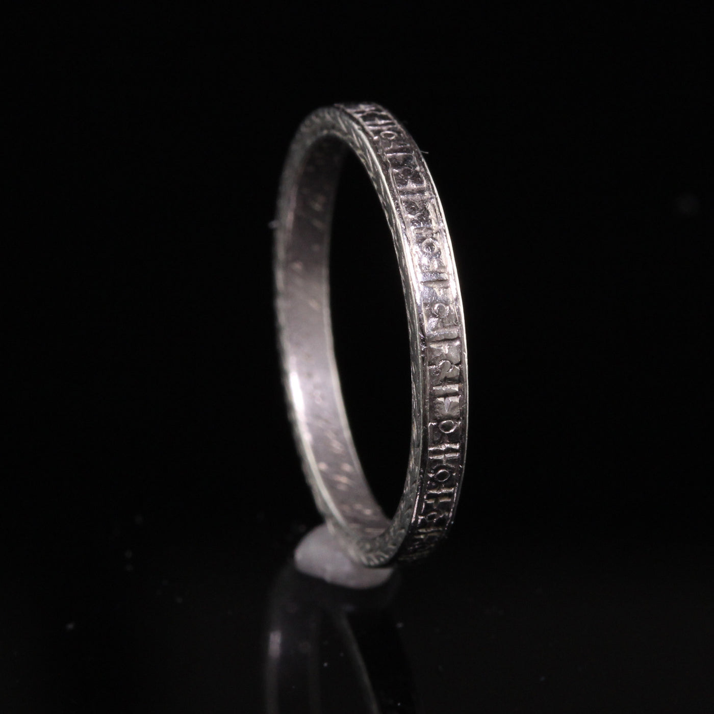 Antique Art Deco Platinum Engraved Classic Wedding Band - Size 5