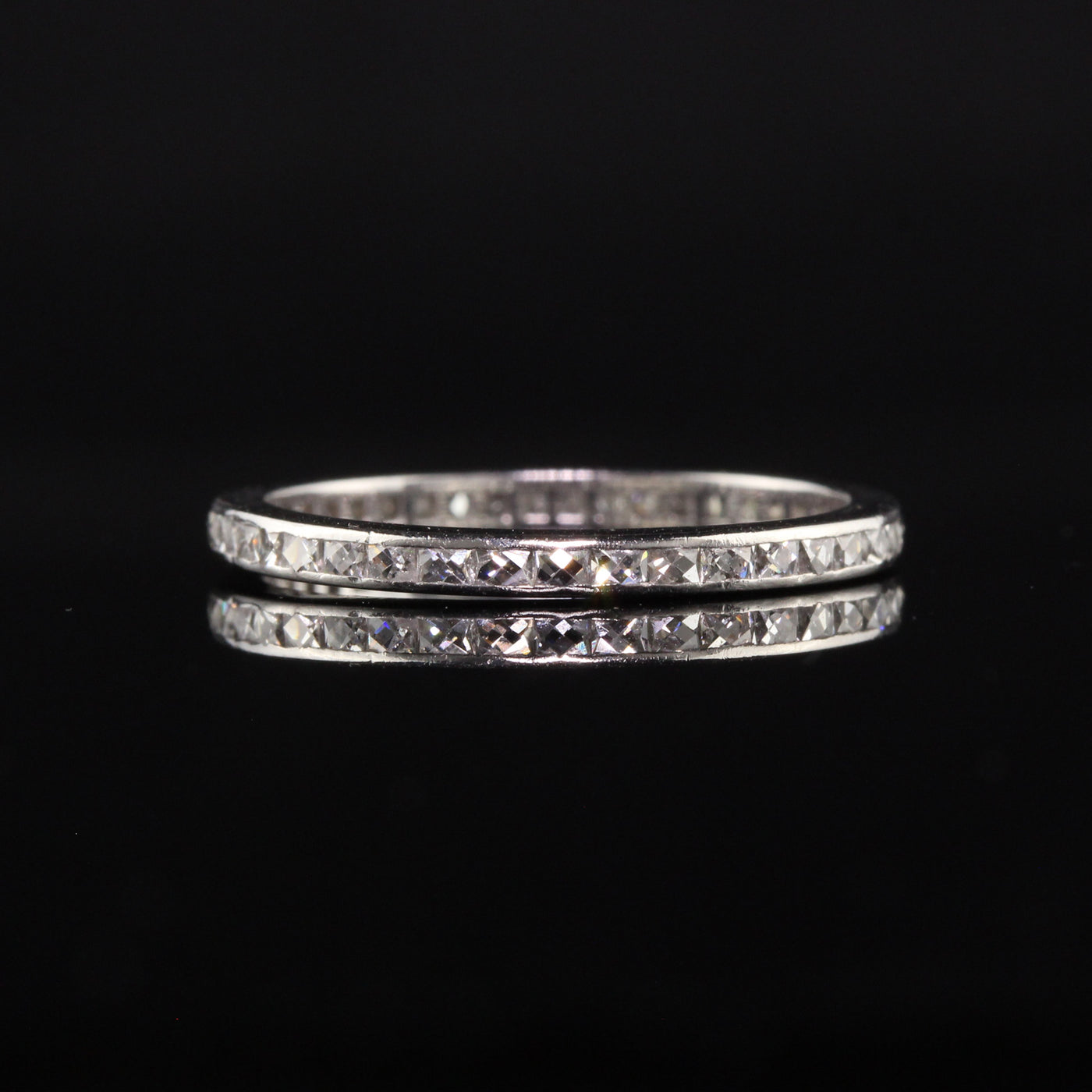 Antique Art Deco Platinum French Cut Diamond Eternity Band - Size 5 1/2