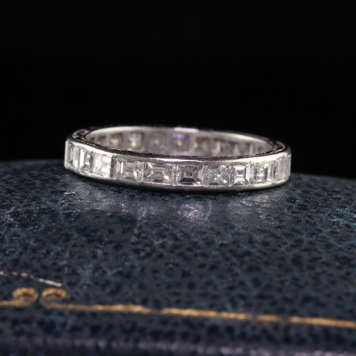 【VINTAGE HOLLYWOOD】Matte Crescendo Chain Ring_VH2533RI072M Vintage Retro Platinum Engraved Carre Cut Diamond Eternity