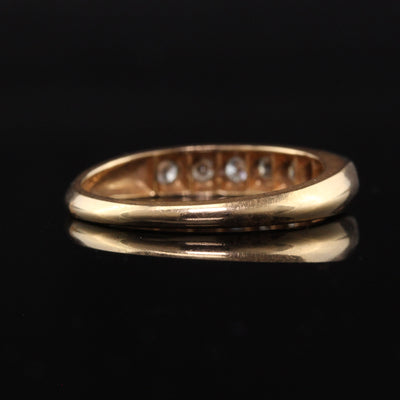 Antique Art Deco 14K Yellow Gold Platinum Top Diamond Wedding Band