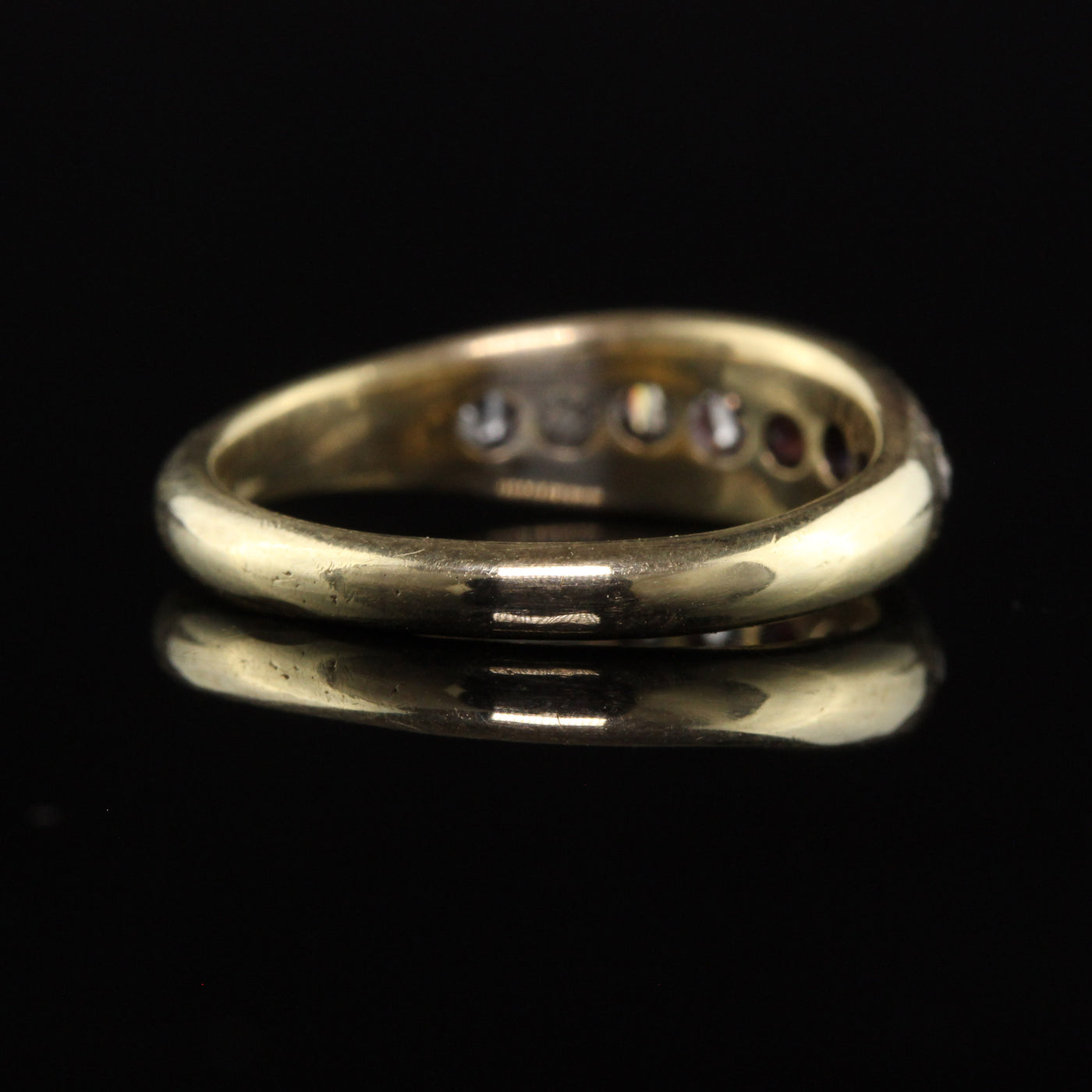 Antique Victorian 14K Yellow Gold Old Mine Diamond Gypsy Ring