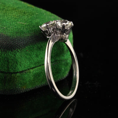 Antique Art Deco 18K White Gold Old European Diamond Three Stone Engagement Ring