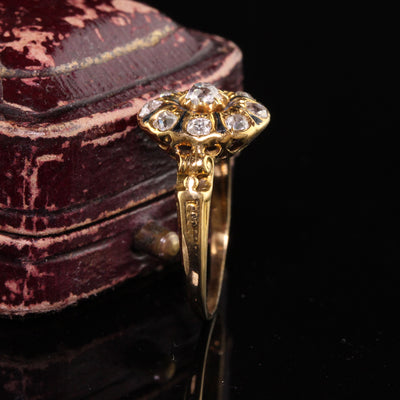 Antique Victorian 18K Yellow Gold Old Mine Diamond and Enamel Engagement Ring