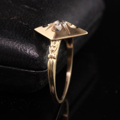 Antique Victorian 14K Yellow Gold Old Mine Cut Diamond Ring