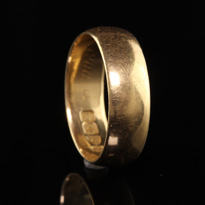 Antique Victorian 18K Yellow Gold English Wide Wedding Band - Size 10.75