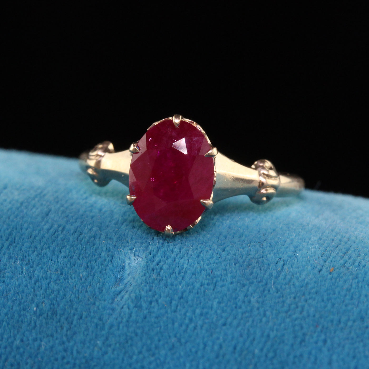 Antique Victorian 10K Yellow Gold Burmese Ruby Engagement Ring